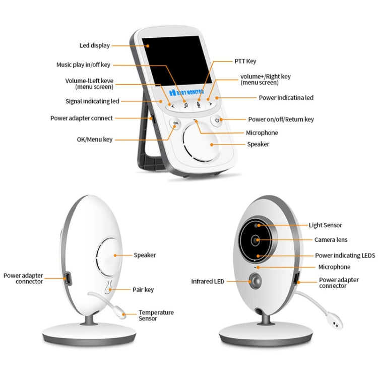 VB605 2.4 inch LCD 2.4GHz Wireless Surveillance Camera Baby Monitor, Support Two Way Talk Back, Night Vision, VB605 VB605 2.4 inch LCD 2.4GHz Wireless Surveillance Camera Baby Monitor, Support Two Way Talk Back, Night Vision, VB605